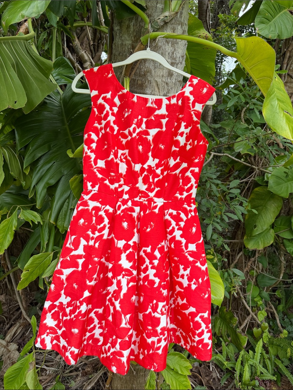 Danny & Nicole Red and White Floral Fit-and-Flare Mini Dress